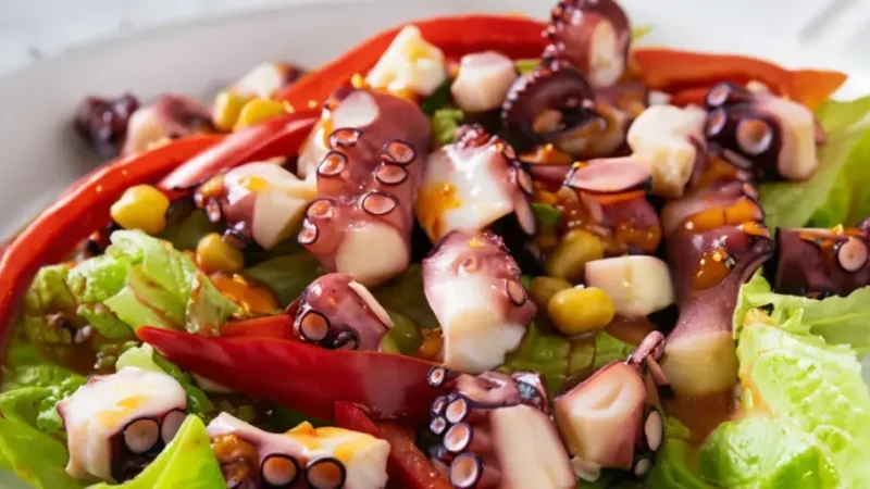 Salada de Polvo com Molho de Pimentos super Fresca
