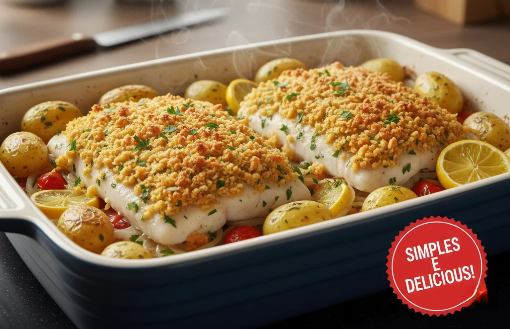 Filetes de Pescada no Forno com Crosta de Broa – Receita de 20 minutos